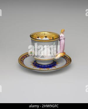 Arte ispirata a Liberty Cup e piattino, 1876, prodotto a Brooklyn, New York, Stati Uniti, Americano, porcellana, tazza: H. 4 9/16 poll. (11,6 cm); Diam. 4 9/16 poll. (11,6 cm), Ceramica, Union Porcellane Works (1863–ca. 1922, opere classiche modernizzate da Artotop con un tuffo di modernità. Forme, colore e valore, impatto visivo accattivante sulle emozioni artistiche attraverso la libertà delle opere d'arte in modo contemporaneo. Un messaggio senza tempo che persegue una nuova direzione selvaggiamente creativa. Artisti che si rivolgono al supporto digitale e creano l'NFT Artotop Foto Stock