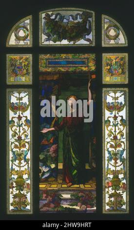 Art Inspired by Welcome: Vetrata della sig.ra George T. Bliss House, New York, 1908–9, made in New York, New York, Stati Uniti, americano, vetro opalescente con piombo, vetro cloisonne, filo di rame, vernice, 156 x 96 poll. (396,2 x 243,8 cm), Glass, John la Farge (American, New, Classic opere modernizzate da Artotop con un tuffo di modernità. Forme, colore e valore, impatto visivo accattivante sulle emozioni artistiche attraverso la libertà delle opere d'arte in modo contemporaneo. Un messaggio senza tempo che persegue una nuova direzione selvaggiamente creativa. Artisti che si rivolgono al supporto digitale e creano l'NFT Artotop Foto Stock