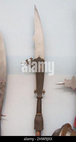 Arte ispirata a Glaive della Bodyguard della Famiglia Tiepolo, ca. 1600, Italiano, acciaio, oro, legno, Tessuto, L. della testa (comprese le cinghie laterali), 44 3/4 poll. (113,67 cm), armi Shafted, opere classiche modernizzate da Artotop con un tuffo di modernità. Forme, colore e valore, impatto visivo accattivante sulle emozioni artistiche attraverso la libertà delle opere d'arte in modo contemporaneo. Un messaggio senza tempo che persegue una nuova direzione selvaggiamente creativa. Artisti che si rivolgono al supporto digitale e creano l'NFT Artotop Foto Stock