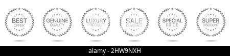 Miglior offerta grigio alloro wreath set etichetta Illustrazione Vettoriale