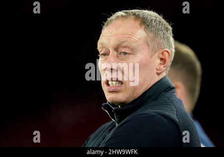 Steve Cooper, direttore della foresta di Nottingham, prima della partita del campionato Sky Bet a Bramall Lane, Sheffield. Data foto: Venerdì 4 marzo 2022. Foto Stock