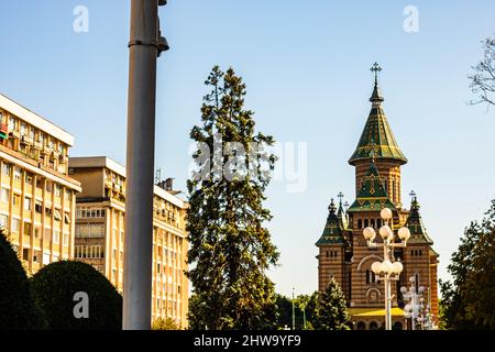 La Cattedrale Ortodossa di Timisioara si trova nell'area centrale della città Foto Stock