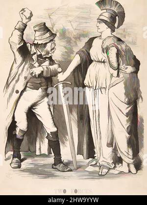 Arte ispirata a disegni e stampe, Stampa, due forze (Punch, 29 ottobre 1881), Artista, Sir John Tenniel, britannico, Londra 1820–1914 Londra, opere classiche modernizzate da Artotop con un tocco di modernità. Forme, colore e valore, impatto visivo accattivante sulle emozioni artistiche attraverso la libertà delle opere d'arte in modo contemporaneo. Un messaggio senza tempo che persegue una nuova direzione selvaggiamente creativa. Artisti che si rivolgono al supporto digitale e creano l'NFT Artotop Foto Stock