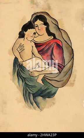 Arte ispirata a disegni e stampe, disegni Ephemera, Tattoo Design con Madonna e Bambino, Artist, Clark & Sellers, American, opere classiche modernizzate da Artotop con un tocco di modernità. Forme, colore e valore, impatto visivo accattivante sulle emozioni artistiche attraverso la libertà delle opere d'arte in modo contemporaneo. Un messaggio senza tempo che persegue una nuova direzione selvaggiamente creativa. Artisti che si rivolgono al supporto digitale e creano l'NFT Artotop Foto Stock