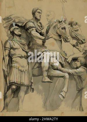 Marco Aurelio a cavallo (recto); Studio di un antico vaso (verso), anonimo, tedesco  del XVII secolo Foto stock - Alamy