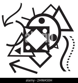 Strano bianco e nero ipnotico ipmerizing e attraente modello. Illustrazione. Foto Stock