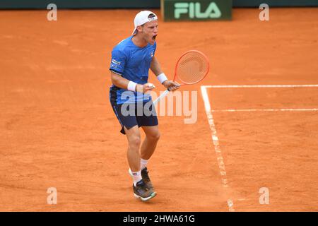 Coppa Davis (Buenos Aires): Diego Schwartzman (Argentina) contro la Repubblica Ceca. Qualificatori serie 2022 Foto Stock