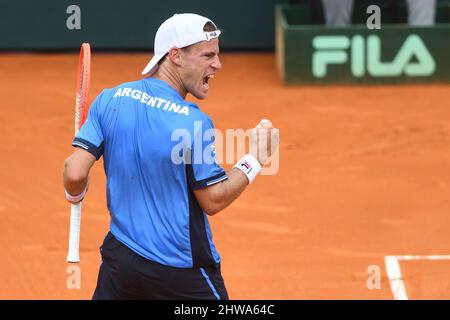 Coppa Davis (Buenos Aires): Diego Schwartzman (Argentina) contro la Repubblica Ceca. Qualificatori serie 2022 Foto Stock