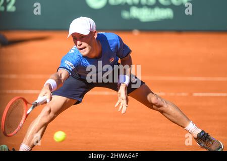 Coppa Davis (Buenos Aires): Diego Schwartzman (Argentina) contro la Repubblica Ceca. Qualificatori serie 2022 Foto Stock