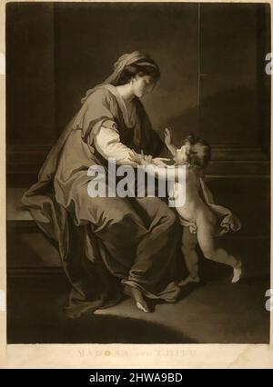 Arte ispirata a disegni e stampe, Stampa, Madonna col Bambino, incisore, artista, Editore, dopo, Valentine Green, Angelica Kauffmann, opere classiche modernizzate da Artotop con un tocco di modernità. Forme, colore e valore, impatto visivo accattivante sulle emozioni artistiche attraverso la libertà delle opere d'arte in modo contemporaneo. Un messaggio senza tempo che persegue una nuova direzione selvaggiamente creativa. Artisti che si rivolgono al supporto digitale e creano l'NFT Artotop Foto Stock