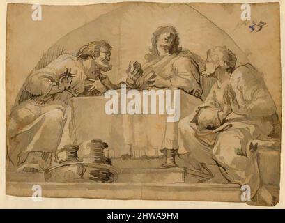 Arte ispirata da disegni e stampe, disegno, Cristo ad Emmaus, artista, Hans Georg Asam, Tedesco, Rott am Inn 1649–1711 Sulzbach, Asam, opere classiche modernizzate da Artotop con un tocco di modernità. Forme, colore e valore, impatto visivo accattivante sulle emozioni artistiche attraverso la libertà delle opere d'arte in modo contemporaneo. Un messaggio senza tempo che persegue una nuova direzione selvaggiamente creativa. Artisti che si rivolgono al supporto digitale e creano l'NFT Artotop Foto Stock