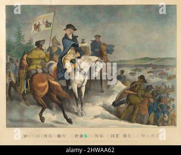 Arte ispirata a disegni e stampe, Washington, Crossing the Delaware – la sera del 25th 1776 dicembre, prima della battaglia di Trenton, opere classiche modernizzate da Artotop con un tuffo di modernità. Forme, colore e valore, impatto visivo accattivante sulle emozioni artistiche attraverso la libertà delle opere d'arte in modo contemporaneo. Un messaggio senza tempo che persegue una nuova direzione selvaggiamente creativa. Artisti che si rivolgono al supporto digitale e creano l'NFT Artotop Foto Stock