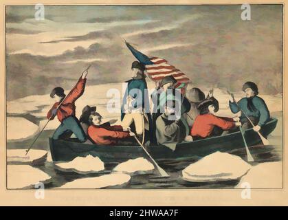 Arte ispirata a disegni e stampe, Stampa, Washington Crossing the Delaware – sera precedente alla battaglia di Trenton, 5th dicembre 1776, opere classiche modernizzate da Artotop con un tuffo di modernità. Forme, colore e valore, impatto visivo accattivante sulle emozioni artistiche attraverso la libertà delle opere d'arte in modo contemporaneo. Un messaggio senza tempo che persegue una nuova direzione selvaggiamente creativa. Artisti che si rivolgono al supporto digitale e creano l'NFT Artotop Foto Stock