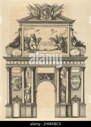 Arte ispirata a disegni e stampe, Stampa, Fete, Ornamento & architettura, arco Trionfo, Da 'Éloges et discours sur la triomphante réception, opere classiche modernizzate da Artotop con un tuffo di modernità. Forme, colore e valore, impatto visivo accattivante sulle emozioni artistiche attraverso la libertà delle opere d'arte in modo contemporaneo. Un messaggio senza tempo che persegue una nuova direzione selvaggiamente creativa. Artisti che si rivolgono al supporto digitale e creano l'NFT Artotop Foto Stock