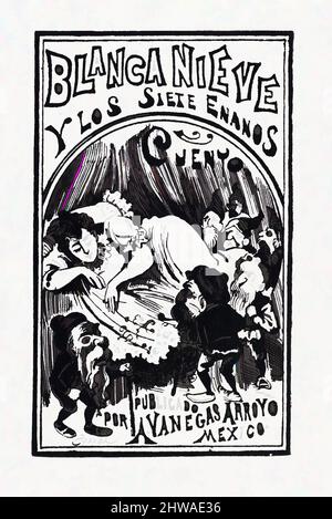 Arte ispirata da disegni e stampe, Stampa, Bianco neve e i sette nani, artista, Editore, stampante, José Guadalupe Posada, Antonio Vanegas, opere classiche modernizzate da Artotop con un tuffo di modernità. Forme, colore e valore, impatto visivo accattivante sulle emozioni artistiche attraverso la libertà delle opere d'arte in modo contemporaneo. Un messaggio senza tempo che persegue una nuova direzione selvaggiamente creativa. Artisti che si rivolgono al supporto digitale e creano l'NFT Artotop Foto Stock