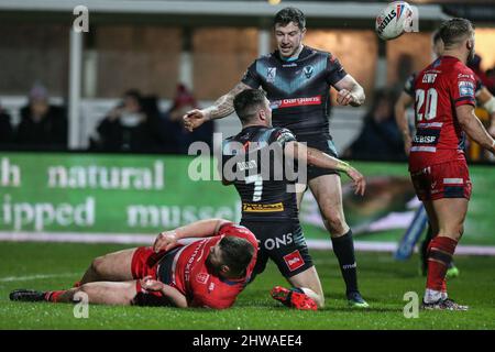 Lewis Dodd (7) di St Helens celebra la sua prova Foto Stock