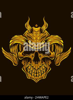 illustrazione vettore demone cranio giallo Illustrazione Vettoriale