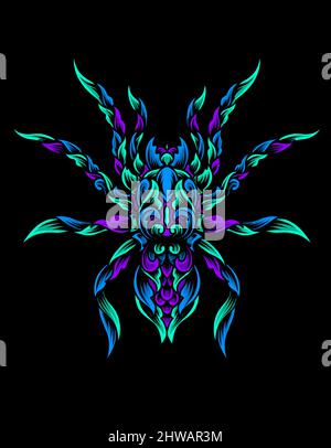 illustrazione vettore ragno colorato stile ornamento Illustrazione Vettoriale