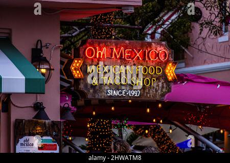 Famoso cibo messicano e negozio di Taco a Miami Beach Espanola Way - MIAMI, FLORIDA - 14 FEBBRAIO 2022 Foto Stock