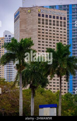 Hotel Intercontinetal Miami - MIAMI, FLORIDA - 14 FEBBRAIO 2022 Foto Stock