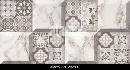 3D sfondo astratto senza giunture con 3D pattern a colori. 3D Wallpaper, background, arts. Home Arte decorativa Wall piastrella digital design Foto Stock