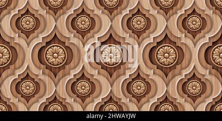 Piastrelle senza giunture in legno con motivi islamici, arabi, indiani, ottomani. Piastrelle in ceramica maiolica. Decorazioni in portoghese e Spagna. Piastrelle in ceramica. Foto Stock