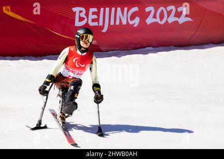 Pechino, Cina. 05th Mar 2022. Paralimpiadi, Para Alpine Sci, Donne, discesa al National Alpine Ski Centre: Termina Anna-Lena Forster in Germania. Credit: Christoph Soeder/dpa/Alamy Live News Foto Stock