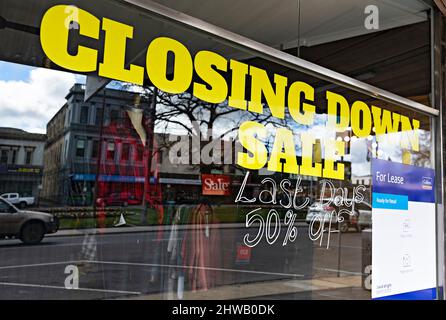 Ballarat Australia / Retail Shop chiusura durante il Covid 19 Pandemic a Sturt Street, Ballarat. Foto Stock