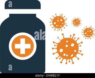 Coronavirus, icona vaccino - uso perfetto per la progettazione e lo sviluppo di siti web, file stampati e presentazioni, materiali promozionali, illustrazioni o Illustrazione Vettoriale