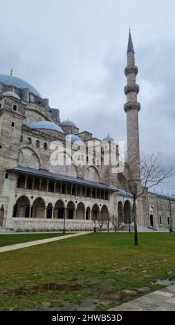 Vista della Moschea Suleymaniye Suleymaniye Camii . Sagome della Moschea di Suleymaniye a Istanbul. Architettura ottomana Foto Stock