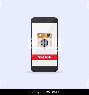 Icona Selfie Camera Phone Flat Illustrazione Vettoriale