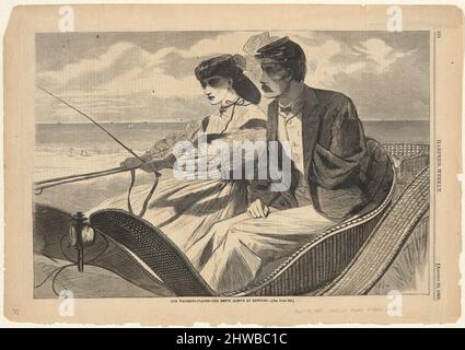 I nostri luoghi d'annaffiamento – la manica vuota a Newport, da Harper’s Weekly, 26 agosto 1865. Artista: Winslow Homer, americano, 1836–1910 Foto Stock