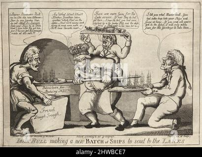 John Bull fare un nuovo lotto di navi da inviare ai laghi. Artista: William Charles, americano, nato Scozia, 1776–1820 Foto Stock