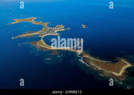 Francia. Finistere (29) Iroise mare. Vista aerea dell'isola di Sein Foto Stock