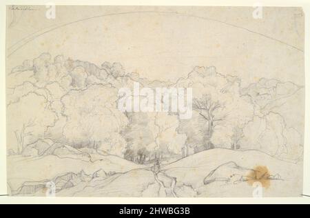 Foresta di Fontainebleau (Rideau d'arbres et chemin en foret de Fontainebleau). Artista: Jean-Michel, francese, 1797–1871 Foto Stock