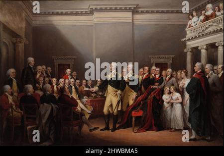 Le dimissioni del generale Washington, 23 dicembre 1783. Artista: John Trumbull, americano, 1756–1843 artista: Eleazer McComb, americano, 1740–1798 Foto Stock