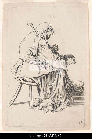 La vieille aux Chats (la vecchia donna con gatti), da Les Gueux. Artista: Sconosciuto dopo: Jacques Callot, francese, 1592–1635 Foto Stock