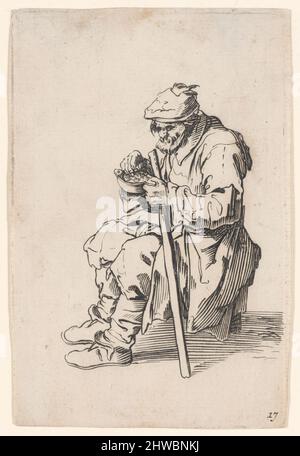 Le gueux assis et mangant (mendicante seduto, mangiare), da Les Gueux. Artista: Sconosciuto dopo: Jacques Callot, francese, 1592–1635 Foto Stock