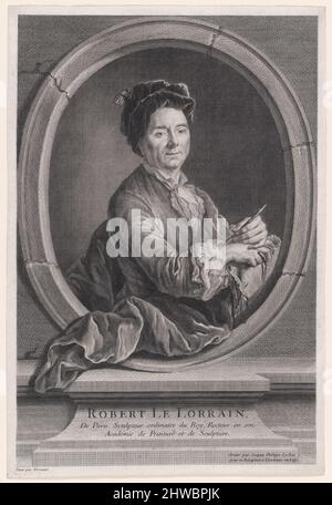 Ritratto di Robert le Lorrain (1666-1743). Artista: Jacques Philippe le Bas, francese, 1707–1783 Foto Stock