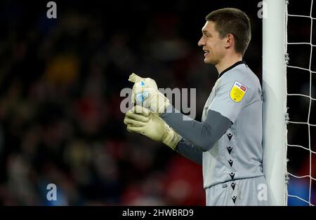 Ethan Horvath, portiere della foresta di Nottingham, durante la partita del campionato Sky Bet a Bramall Lane, Sheffield. Data foto: Venerdì 4 marzo 2022. Foto Stock