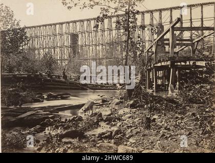 Trestle Bridge a Whiteside. Artista: George N. Barnard, americano, 1819–1902 Foto Stock