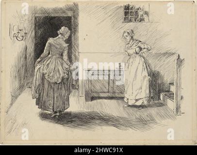 Entra la signora Hardcastle & Maid, studio per la sua azienda Oliver Goldsmith She Stoops to Conquer. Artista: Edwin Austin Abbey, americano, 1852–1911, M.A. (HON.) 1897 Foto Stock