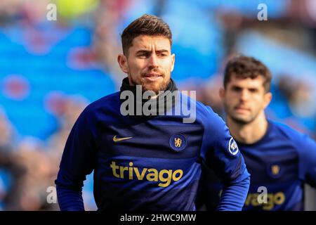 Jorginho #5 di Chelsea durante il riscaldamento per il gioco Foto Stock