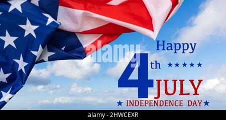 Banner Happy Presidents Day con 4th di luglio, bandiere americane. USA Independence Day, American Labor Day, Memorial Day, US election Concept. Foto Stock