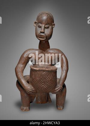 Personaggio maschio seduto con recipiente. Artista: Ateu-Atsa, Bangwa, 1840–1910 Foto Stock