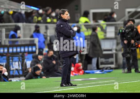 Milano, Italia. 04th Mar 2022. Il manager Simone Inzaghi dell'Inter ha visto in serie una partita tra Inter e Salernitana a Giuseppe Meazza di Milano. (Photo Credit: Gonzales Photo/Alamy Live News Foto Stock