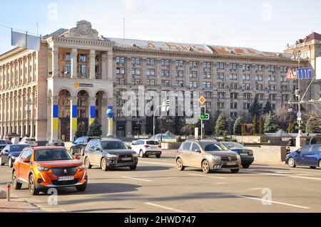 Kiev, Ucraina,- Febbraio 23,2022 Piazza dell'Indipendenza giorni pacifici. Foto di alta qualità Foto Stock