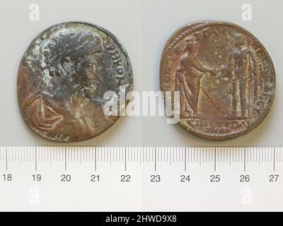 Moneta di Commodus, imperatore di Roma da Pergamo. Regnante: Commodus, Imperatore di Roma, A.D. 161–192, regnò 180–92 Mint: Pergamo Foto Stock