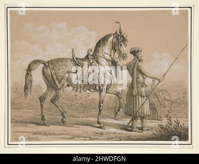 Mamelouck e Cheval Arabe. Artista: Carle Vernet, francese, 1758–1836 Foto Stock