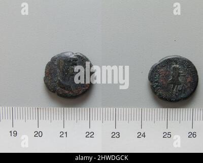 Moneta di Nerone, imperatore di Roma da Gerocaesarea. Regnante: Nerone, Imperatore di Roma, Romano, A.D. 37–68, regnò A.D. 54–68 Mint: HierocaesareaOnorando: Agrippina il giovane, A.D. 15–59 Foto Stock